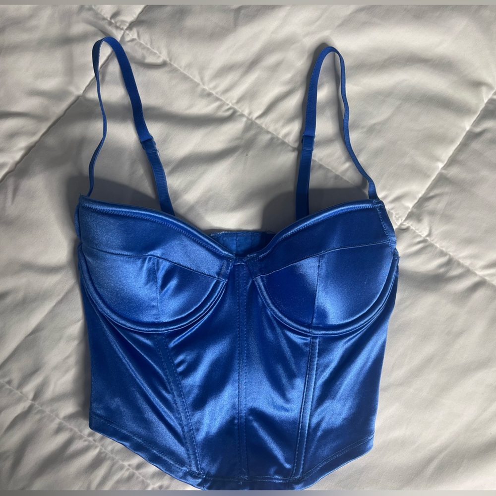 Elegant Blue Satin Bustier
